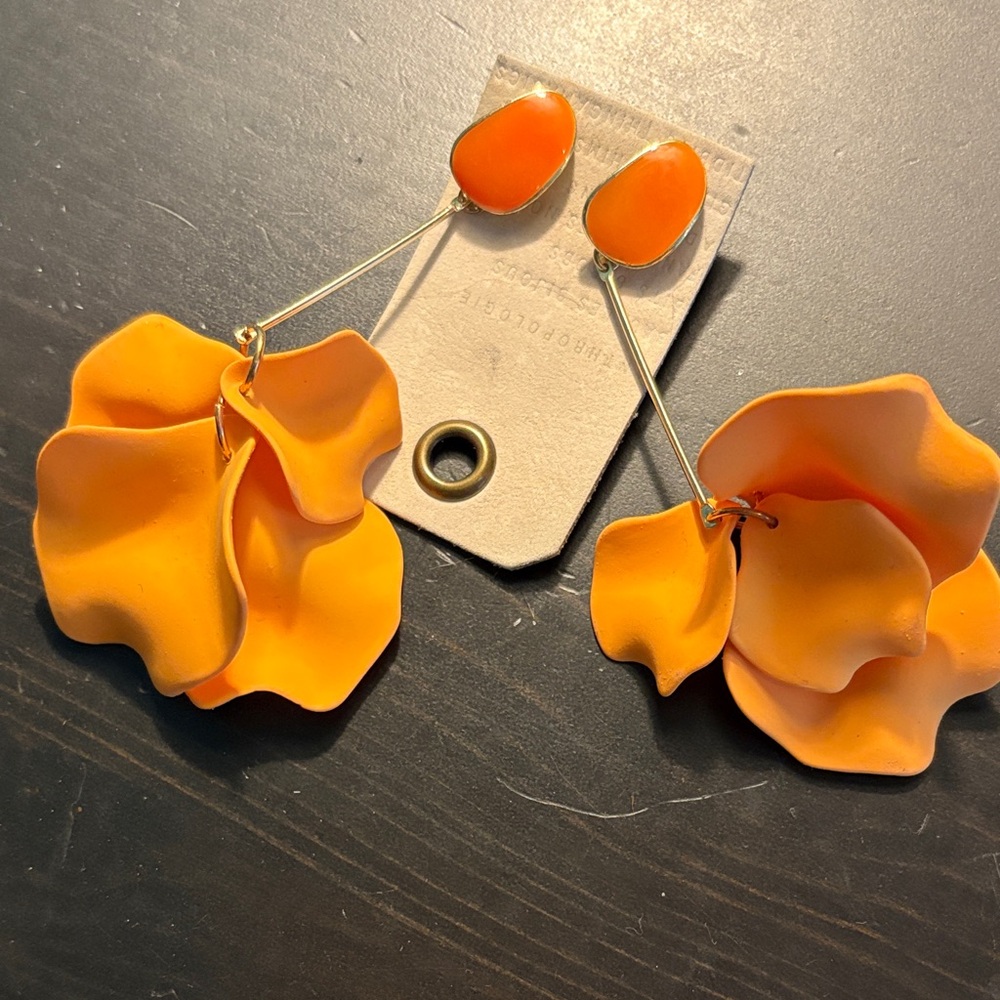 Orange flower earrings